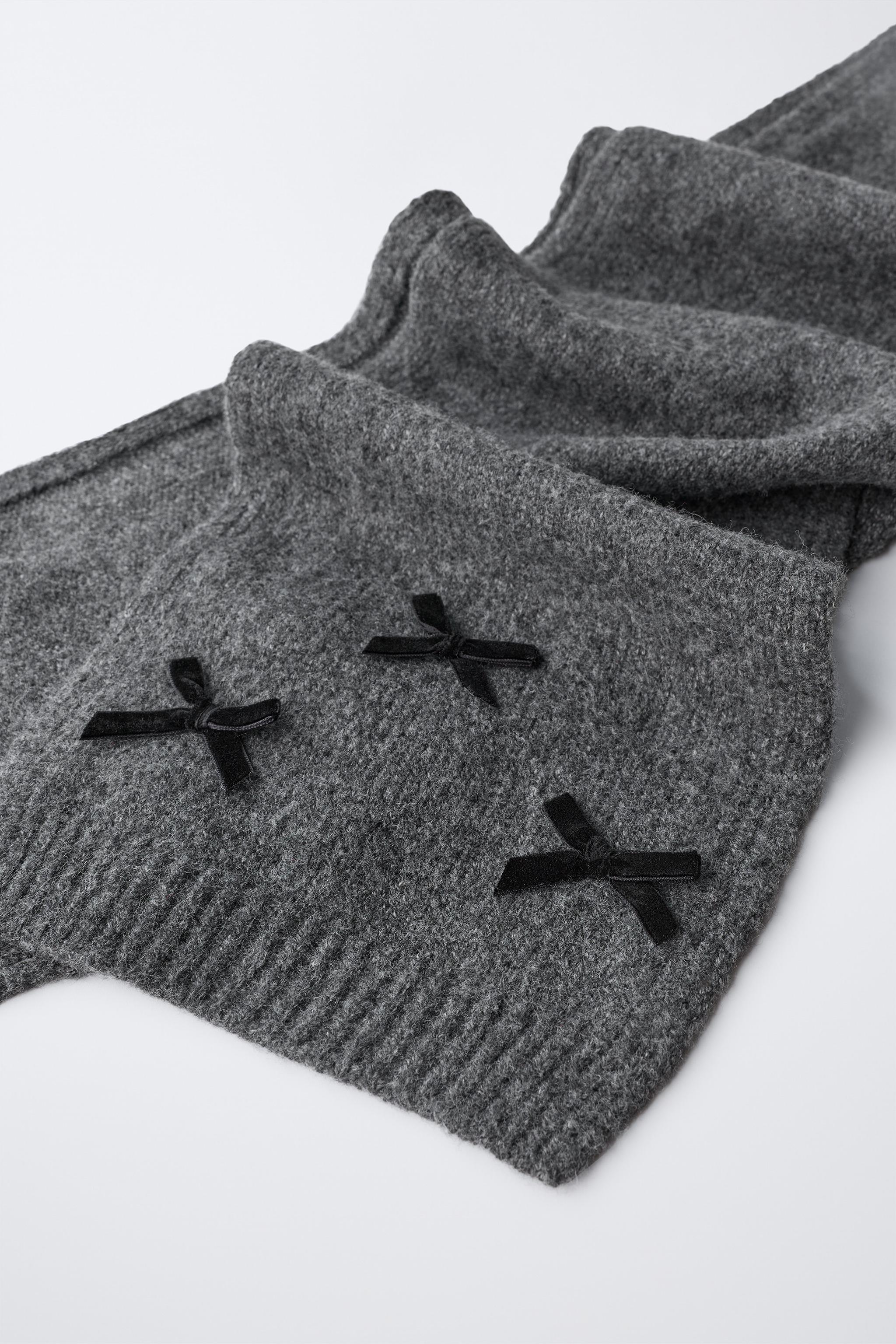 VELVET BOW KNIT SCARF